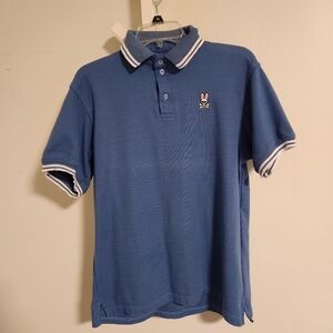 Psycho Bunny Men's XL Pique Cotton Polo Shirt - Slate Blue Golf Polo